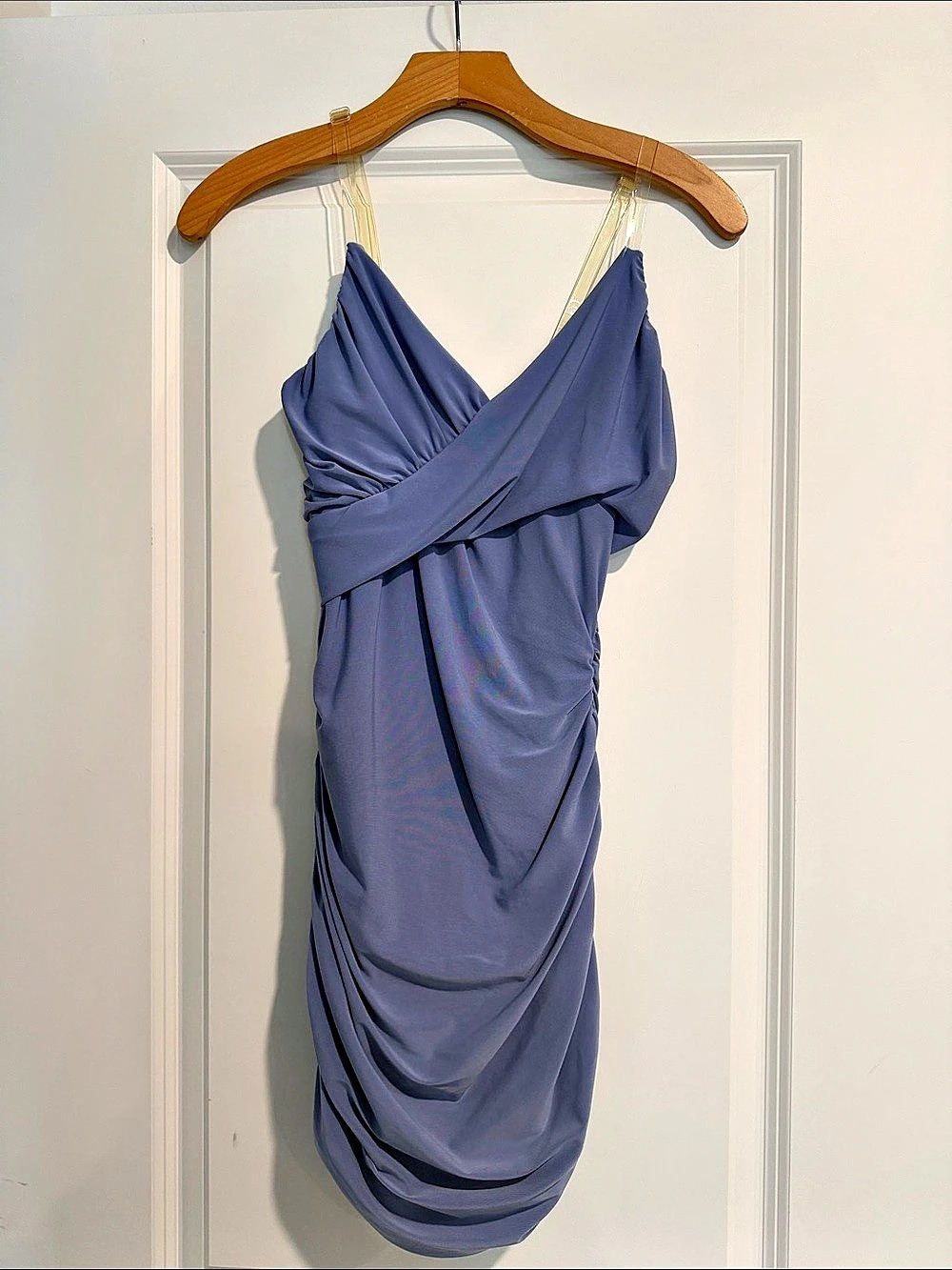 Blue Ruched Mini Dress New